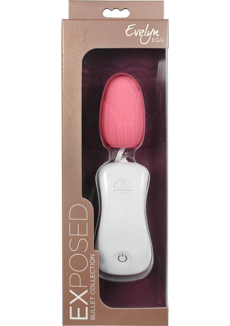 Huevo de silicona Evelyn expuesto con control remoto con cable, resistente al agua, color rosa, 2,5 pulgadas