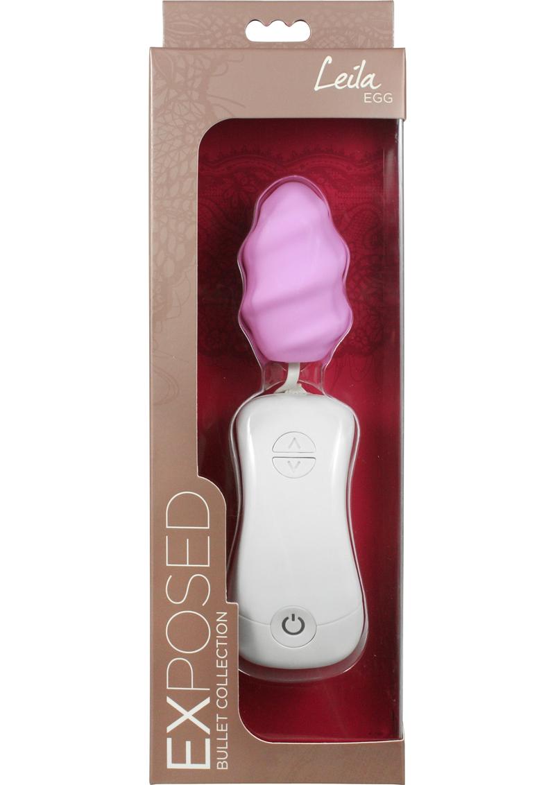Huevo de silicona Leila expuesto con control remoto con cable, resistente al agua, color lila, 2,25 pulgadas