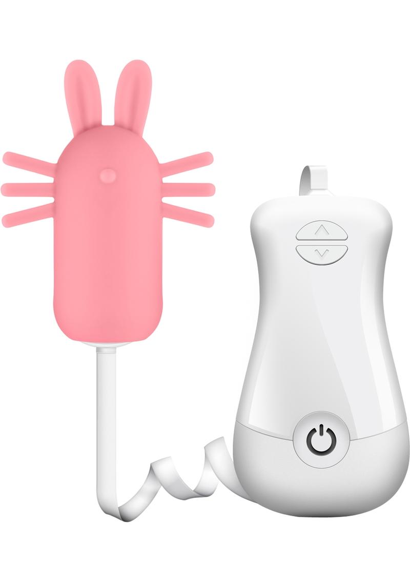 Conejito de silicona Kayla expuesto con control remoto con cable, resistente al agua, color rosa, 3 pulgadas
