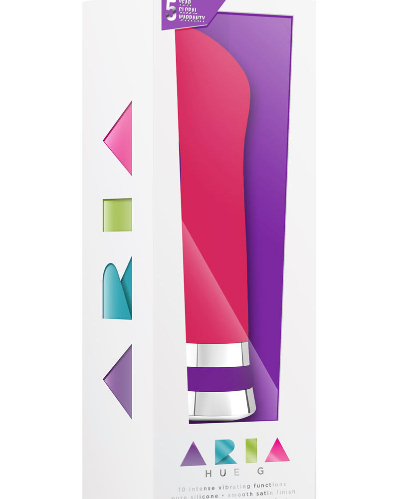 Vibrador de silicona Aria Hue G resistente al agua color cereza de 6,5 pulgadas