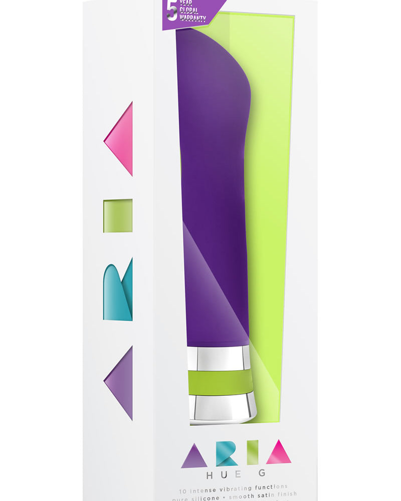Vibrador de silicona para punto G Aria Hue G, resistente al agua, color ciruela, 6,5 pulgadas