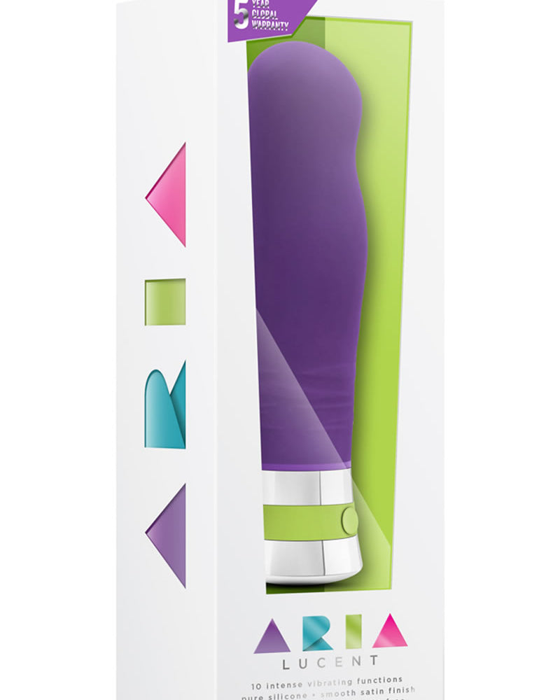 Vibrador de silicona Aria Lucent resistente al agua, morado, 6 pulgadas