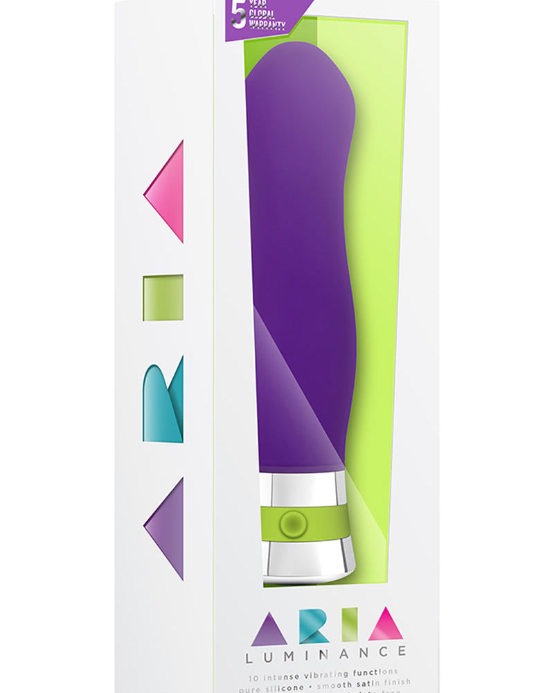 Vibrador de silicona Aria Luminance resistente al agua color ciruela de 6,25 pulgadas