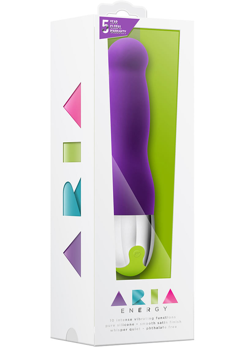 Vibrador de silicona Aria Energy resistente al agua, morado, 7,90 pulgadas