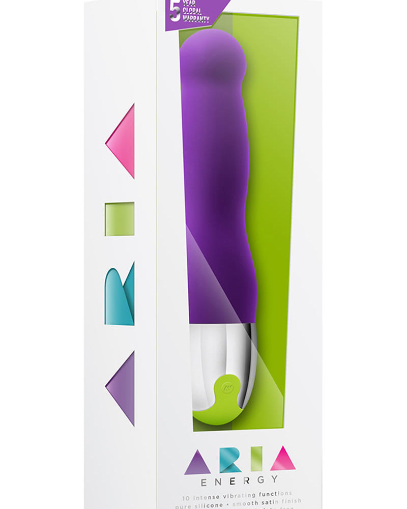 Vibrador de silicona Aria Energy resistente al agua, morado, 7,90 pulgadas