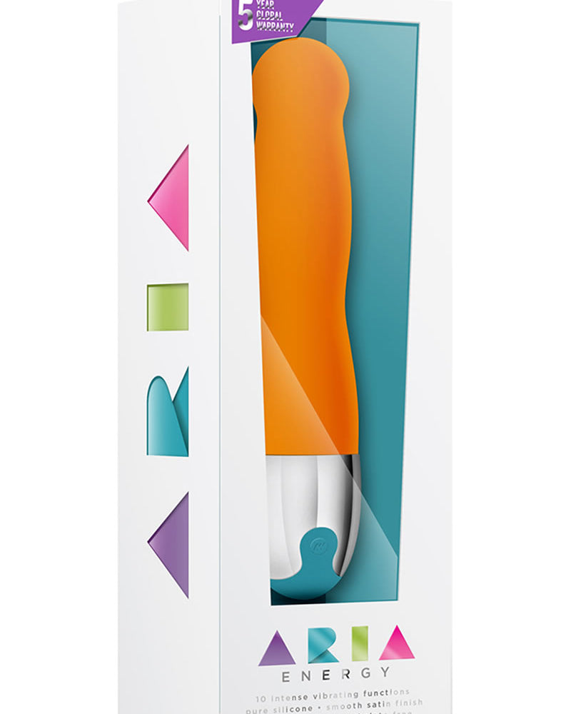 Vibrador de silicona Aria Energy resistente al agua color naranja de 7,90 pulgadas