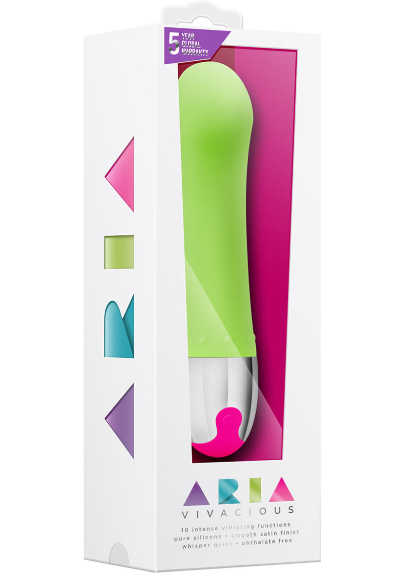 Vibrador de silicona para punto G Aria Vivacious, resistente al agua, color verde
