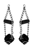 Suspension Cuffs Faux Fur And Leather And Metal Black And Silver