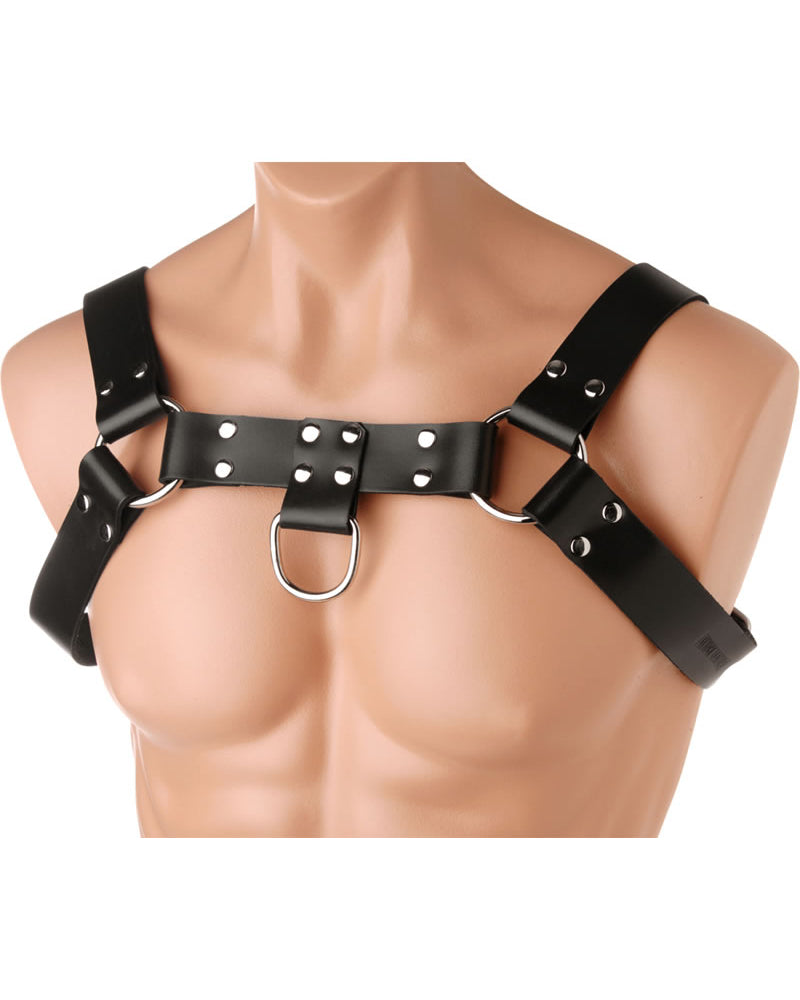 English Bull Dog Harness Leather And Metal Black