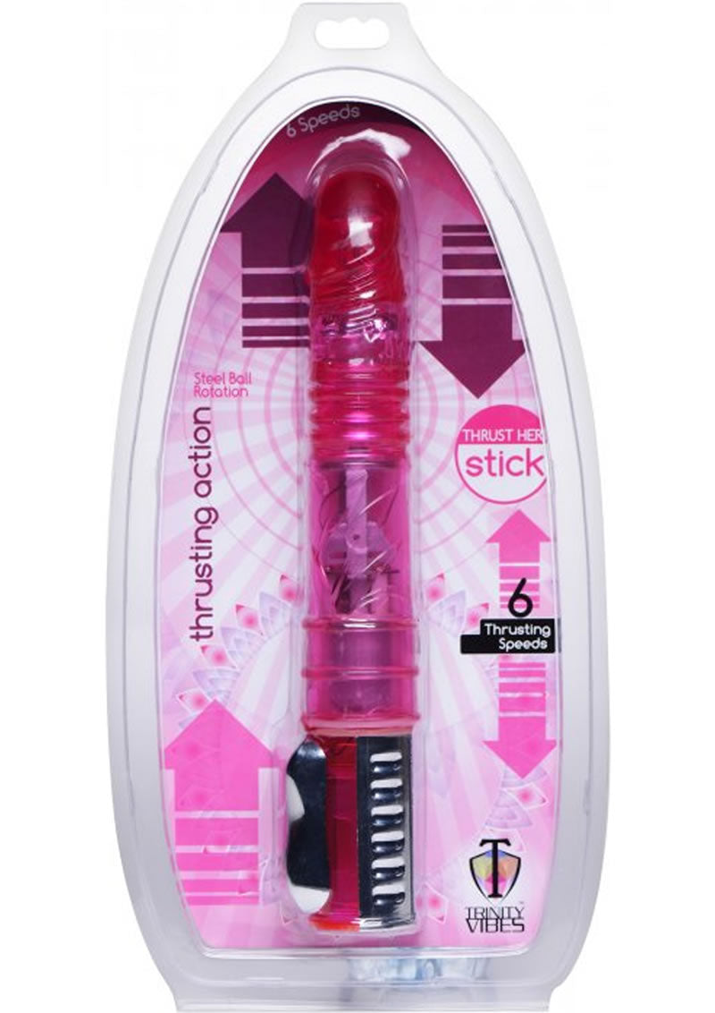Vibrador Thrust Her Stick de 11,5 pulgadas, color rosa, de Trinity Vibes