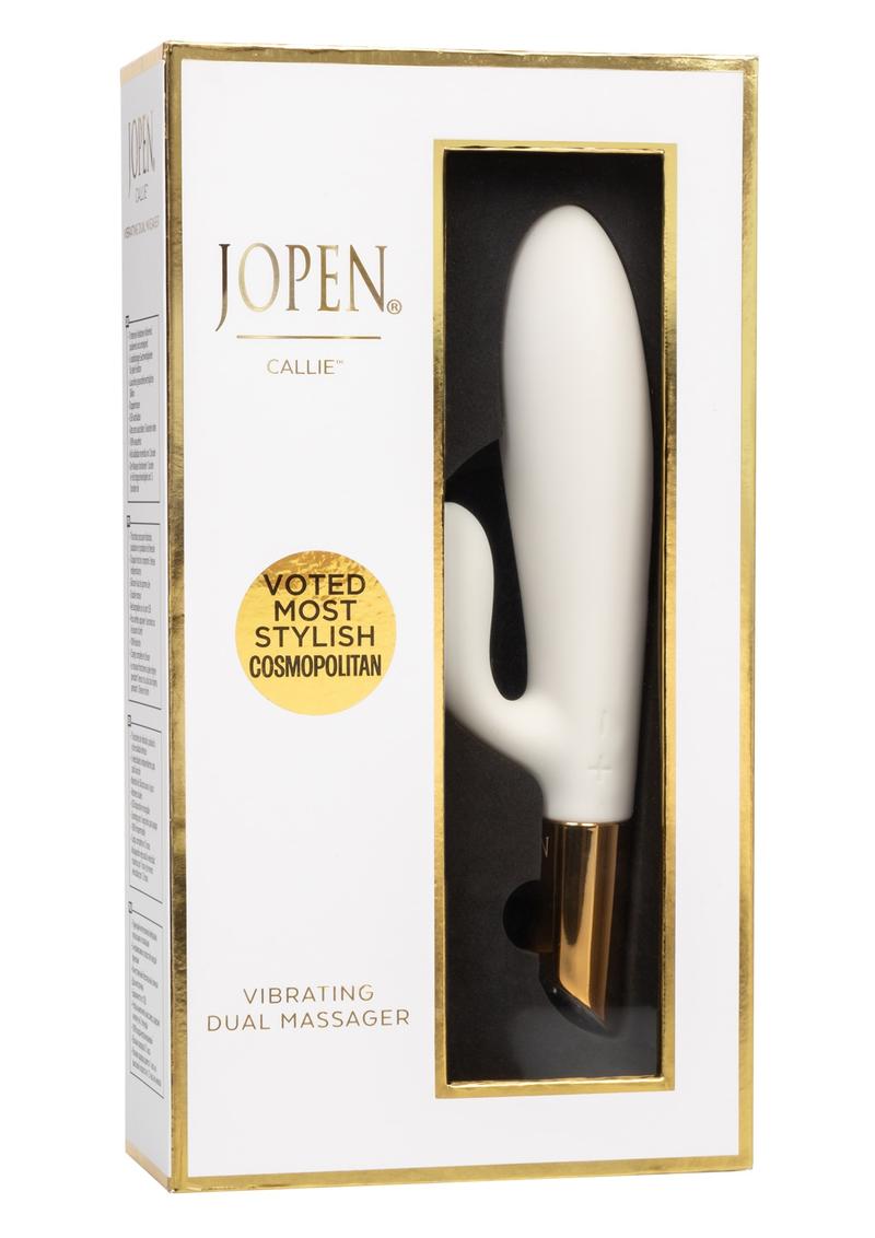 Jopen Callie - Masajeador doble de silicona con vibración, recargable, resistente al agua, color blanco, 4,25 pulgadas