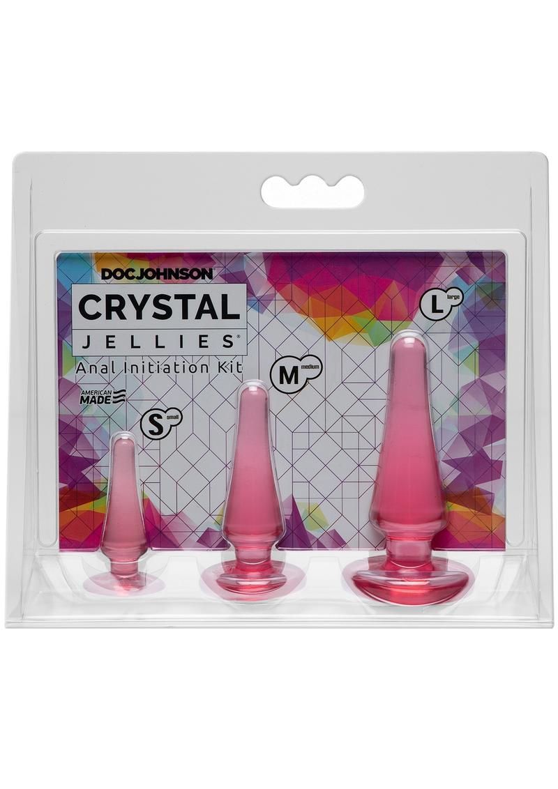 Kit de tapón anal para iniciación anal Crystal Jellies, color rosa, 3 tamaños por juego