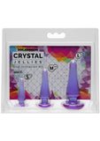 Kit de tapón anal para iniciación anal Crystal Jellies de color morado, 3 tamaños por juego