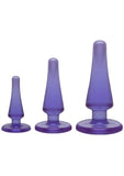 Kit de tapón anal para iniciación anal Crystal Jellies de color morado, 3 tamaños por juego