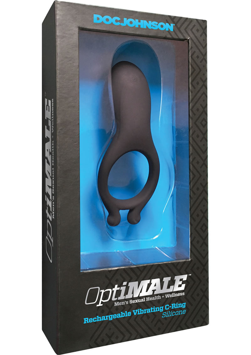 Anillo vibrador de silicona recargable Optimale resistente al agua y color negro