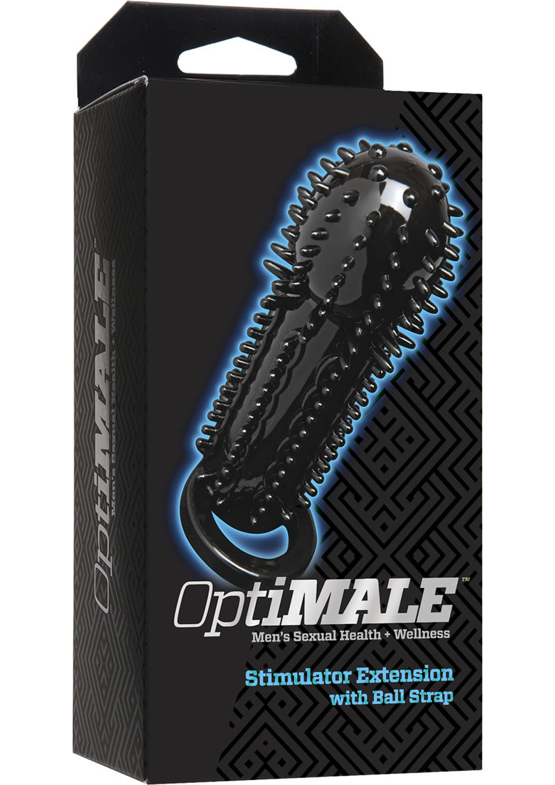 Extensión texturizada con correa para testículos Optimale Stimulator, color negro