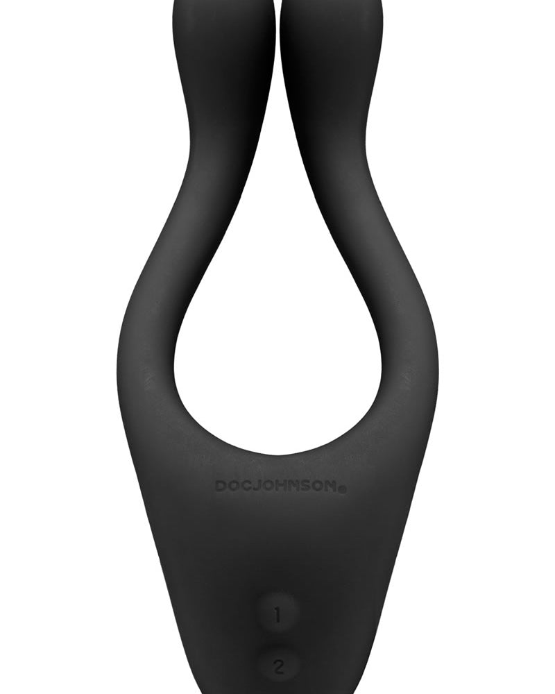 Masajeador de silicona para múltiples zonas erógenas recargable Tryst, resistente al agua, color negro