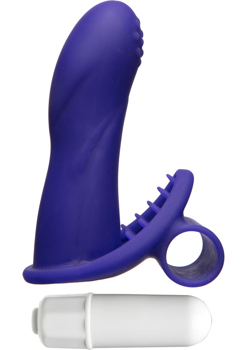 Vibrador para dedos de silicona suave Mood Euphoric resistente al agua, morado, 3,6 pulgadas