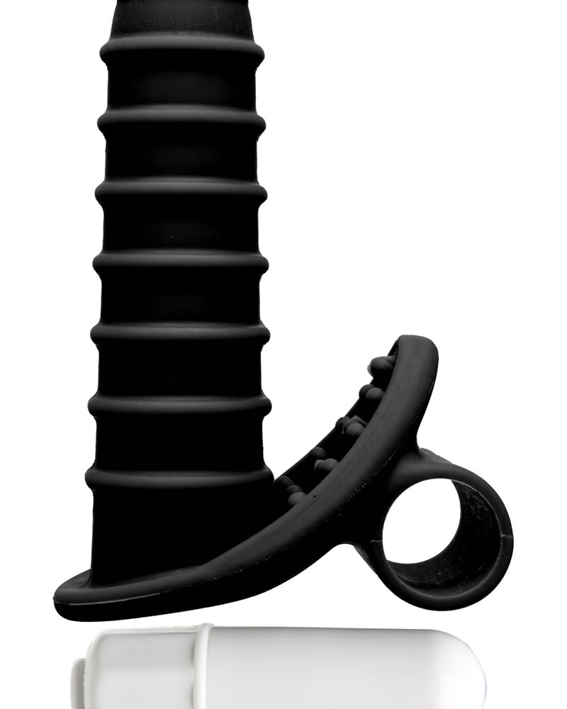 Vibrador de silicona para dedos Mood Euphoric Ridged, resistente al agua, color negro, 3,6 pulgadas