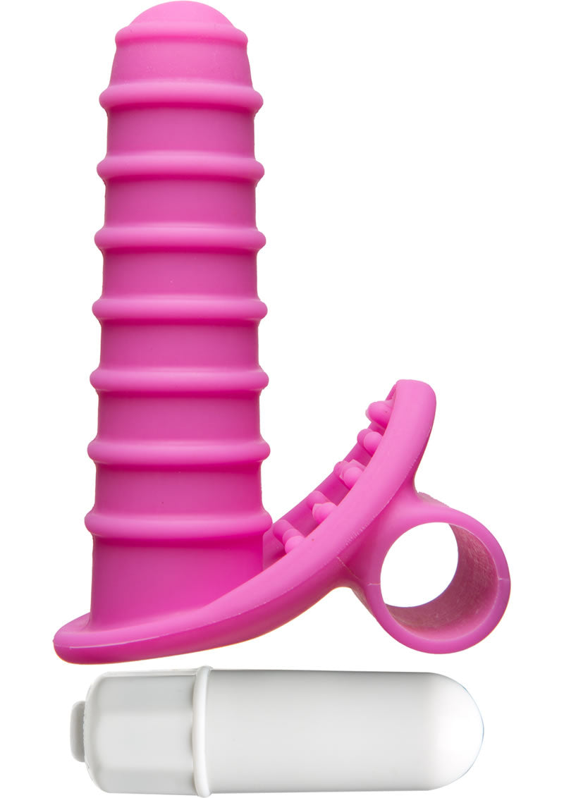 Vibrador de silicona para dedos Mood Euphoric Ridged, resistente al agua, color rosa, 3,6 pulgadas