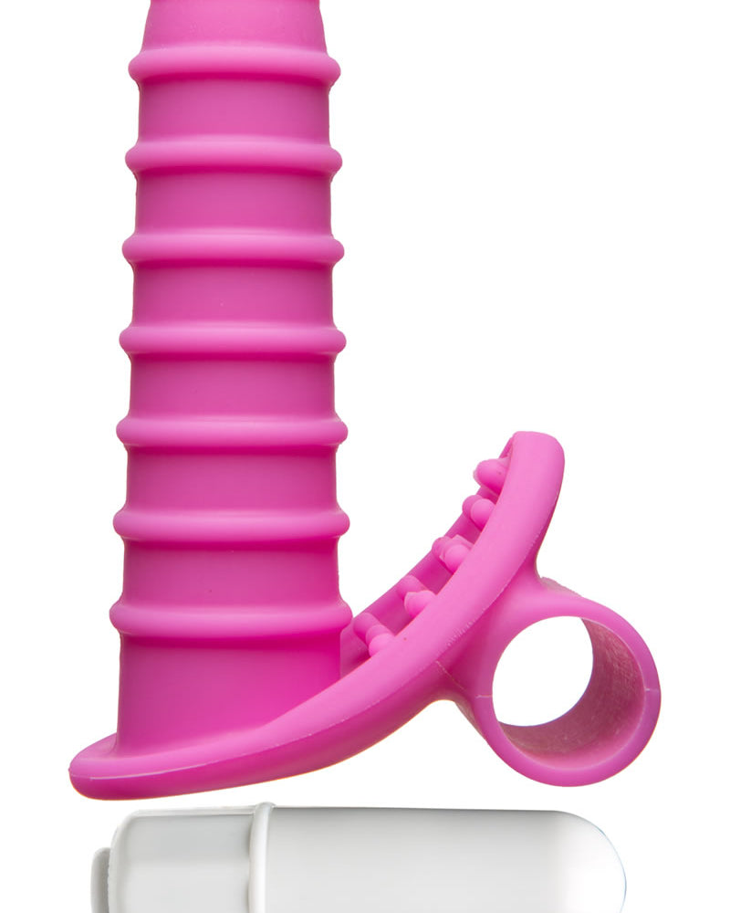 Vibrador de silicona para dedos Mood Euphoric Ridged, resistente al agua, color rosa, 3,6 pulgadas