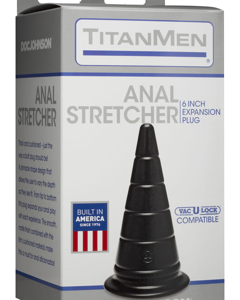Tapón anal de expansión Titanmen The Anal Stretcher, color negro, 6 pulgadas