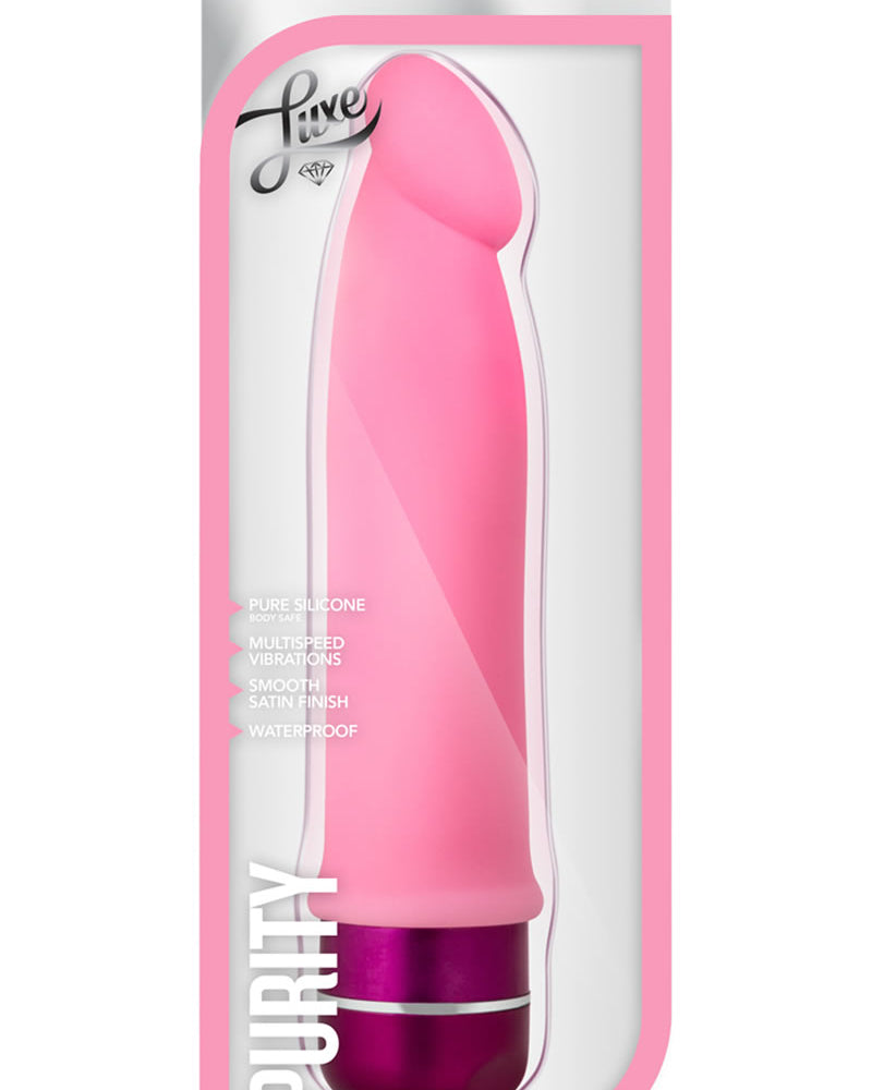 Luxe Purity Silicone Vibrating Dong Waterproof Pink 7.5 Inch