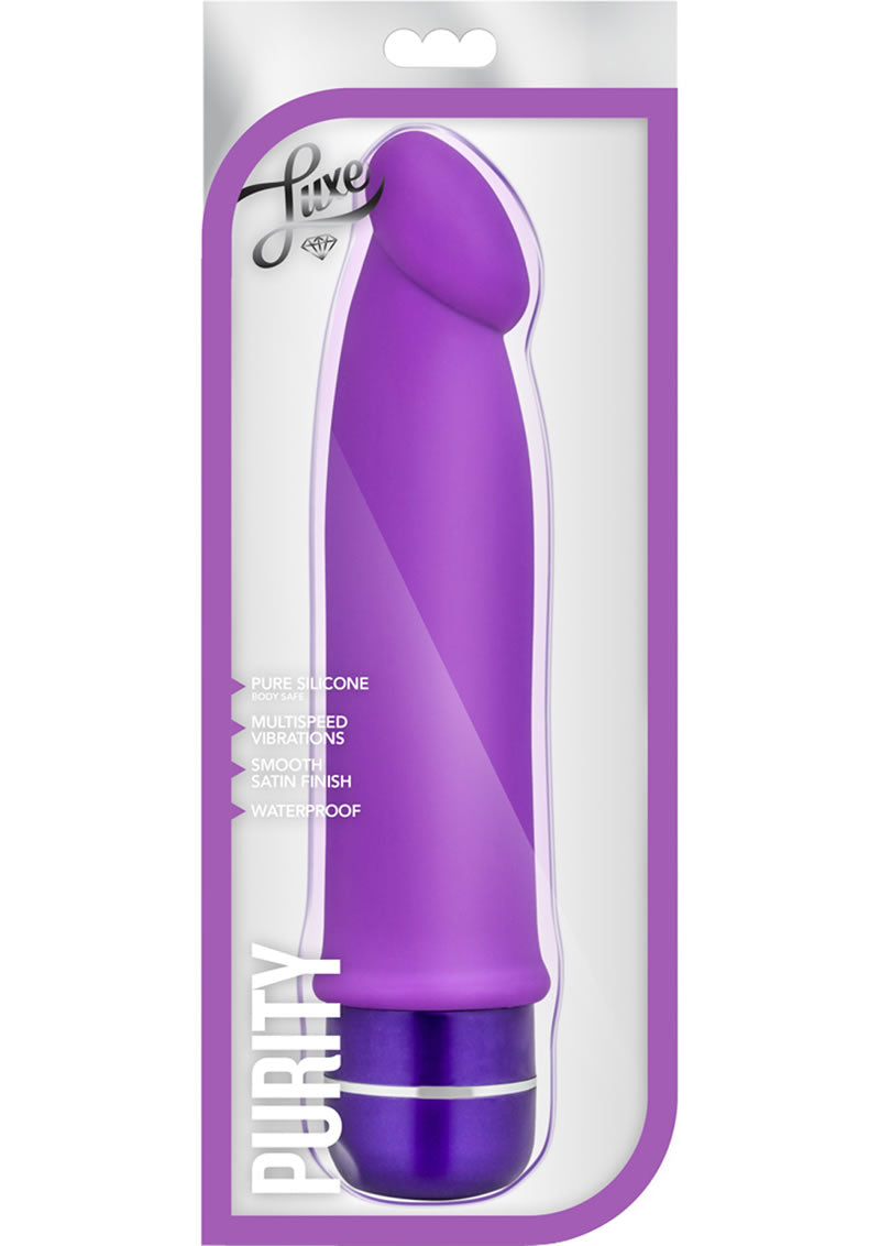 Luxe Purity Silicone Vibrating Dong Waterproof Purple 7.5 Inch