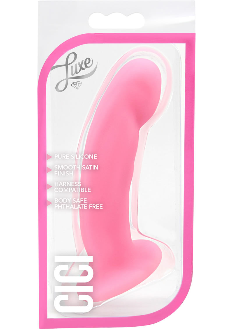 Consolador de silicona Luxe Cici a prueba de salpicaduras, color rosa, 6,5 pulgadas