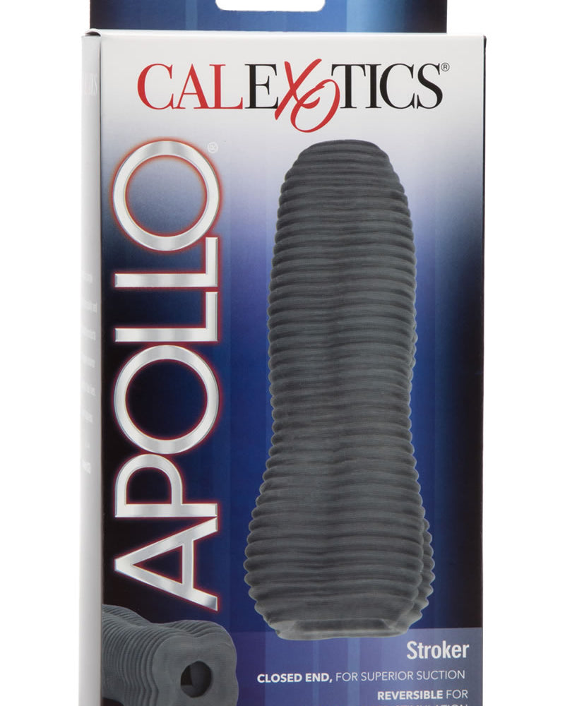 Masturbador texturizado de extremo cerrado Apollo Stroker gris de 6,25 pulgadas