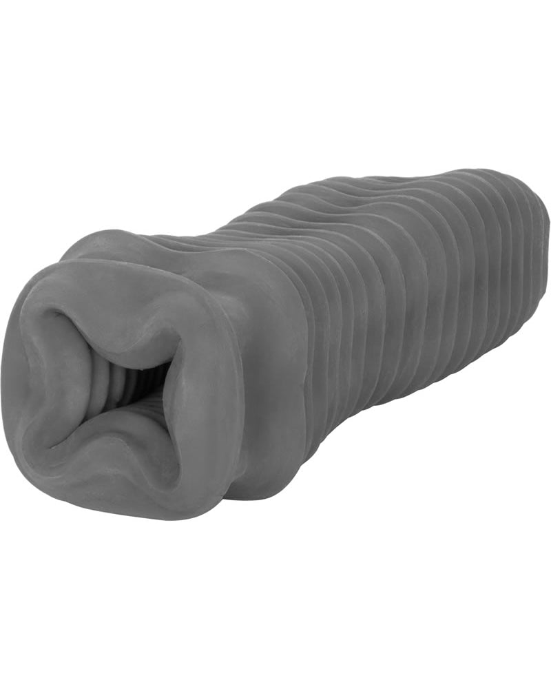 Masturbador texturizado de extremo cerrado Apollo Stroker gris de 6,25 pulgadas