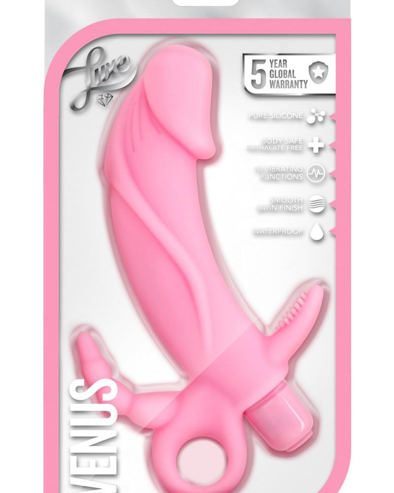 Luxe Venus Vibrador de silicona multipunto resistente al agua, color rosa, 6,75 pulgadas