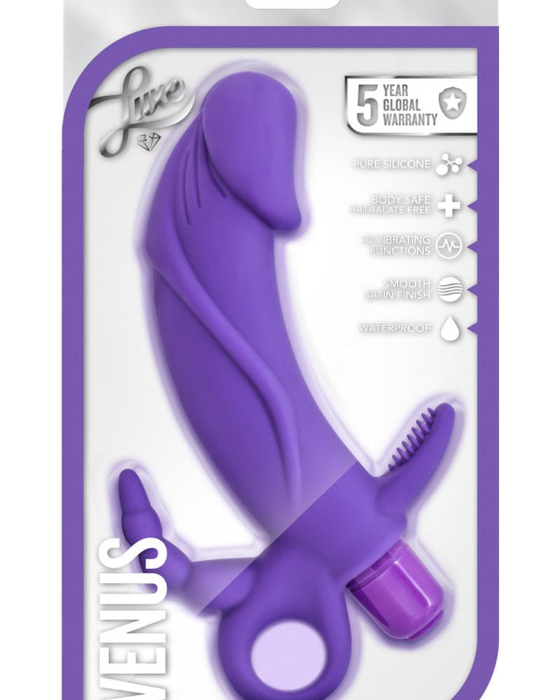 Luxe Venus Vibrador de silicona multipunto resistente al agua morado de 6,75 pulgadas