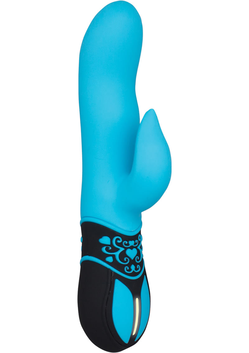 Vibrador de silicona con doble motor Ravishing Horny Lover, resistente al agua, color turquesa, 7,75 pulgadas