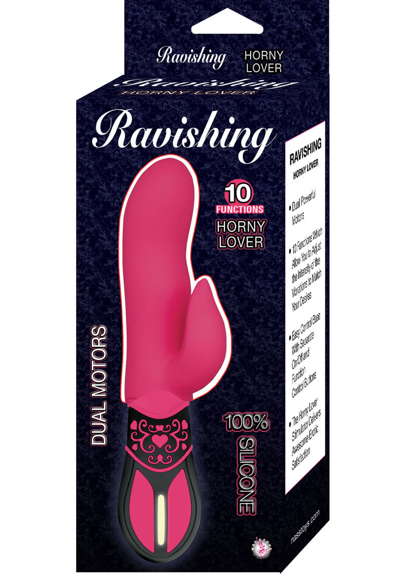 Vibrador de silicona Ravishing Horny Lover de doble motor, resistente al agua, color rojo, 7,75 pulgadas