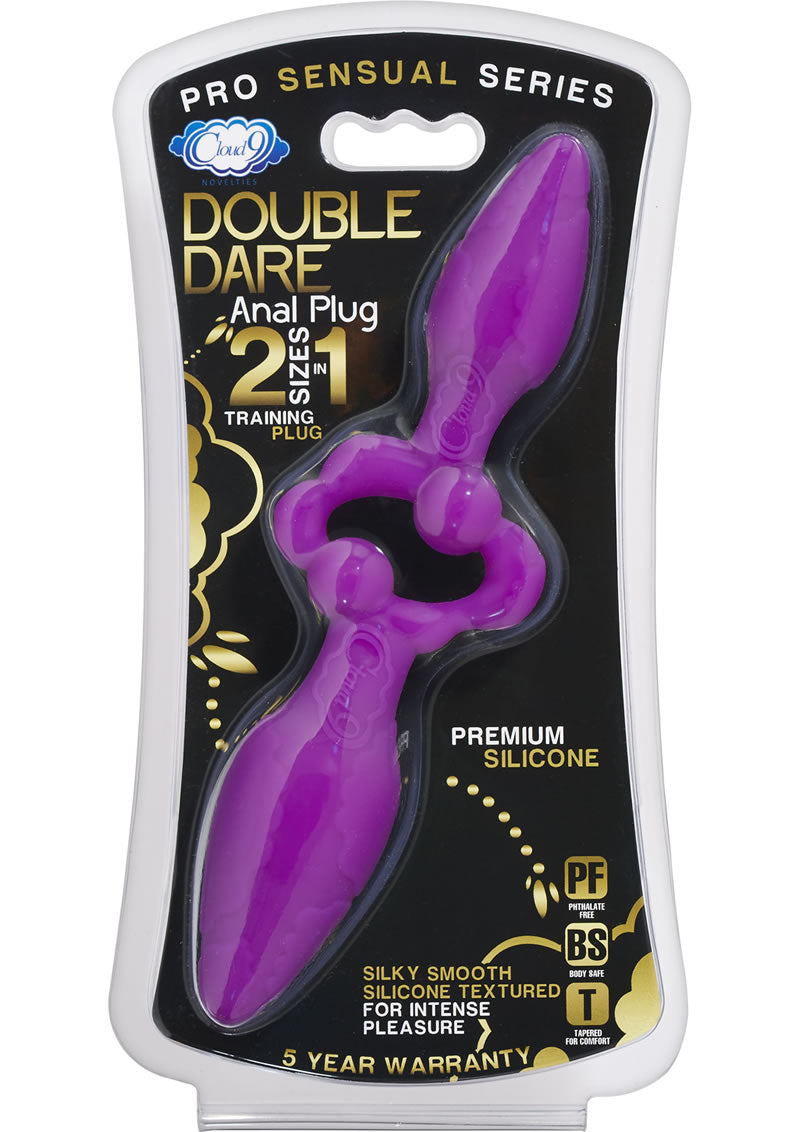 Plug anal de silicona 2 en 1 Cloud 9 Pro Sensual Double Dare morado