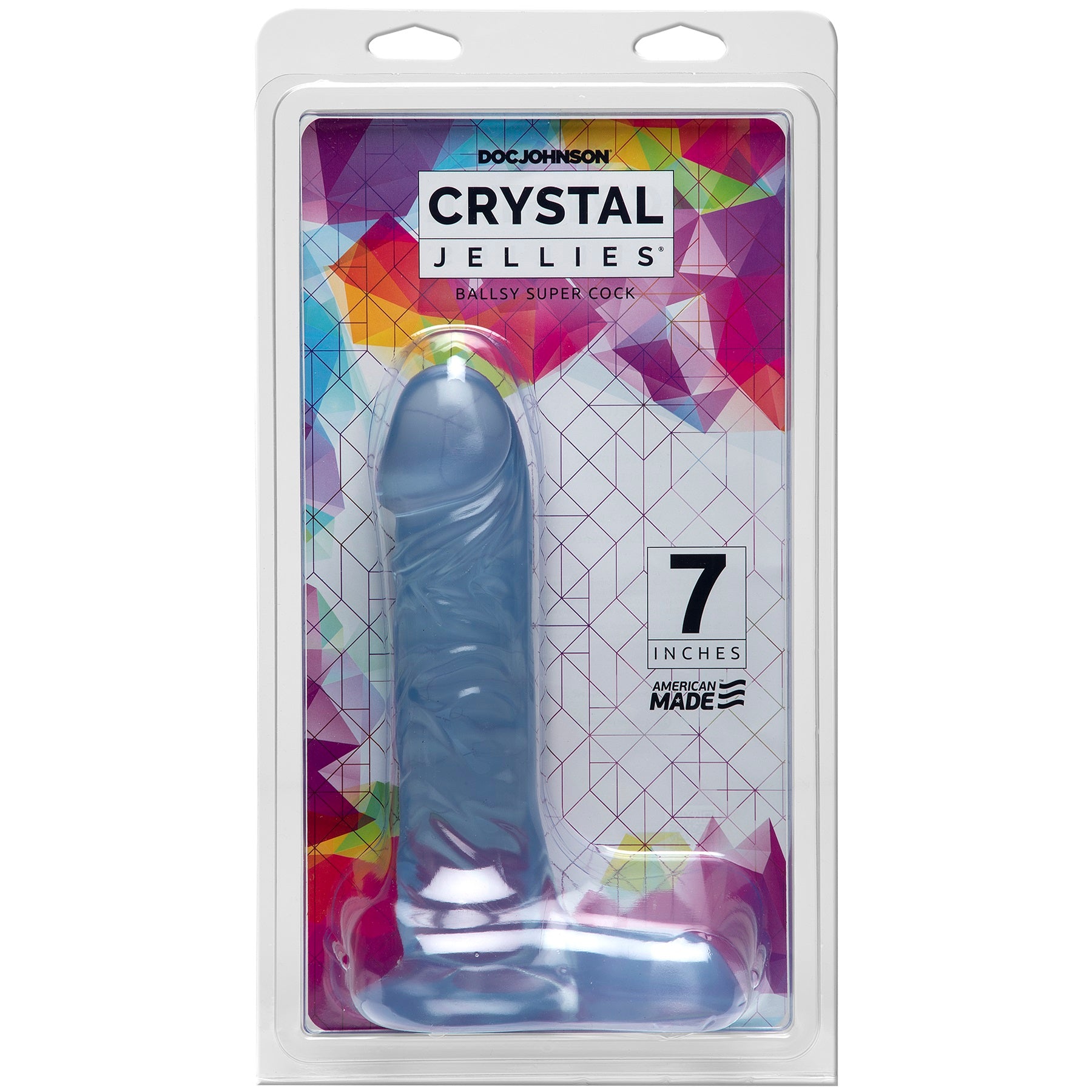 "Crystal Jellies 7 Inch Ballsy Supercock - Clear DJ0288-02"