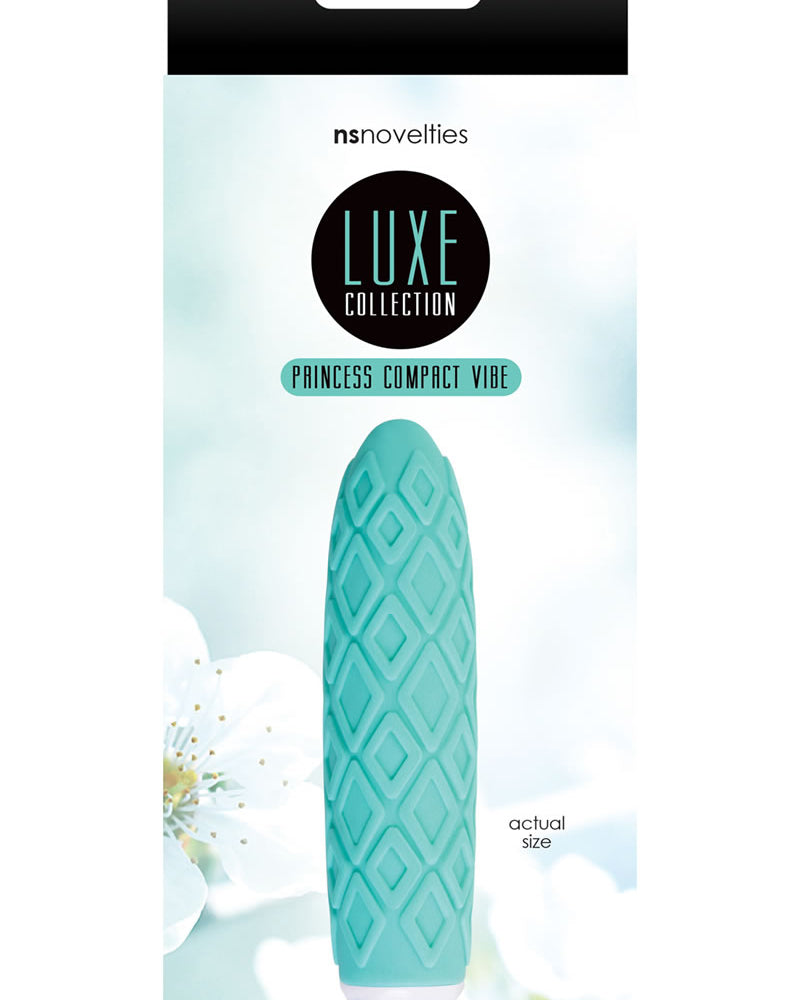 Vibrador compacto de silicona recargable resistente al agua de color turquesa de Luxe Collection Princess