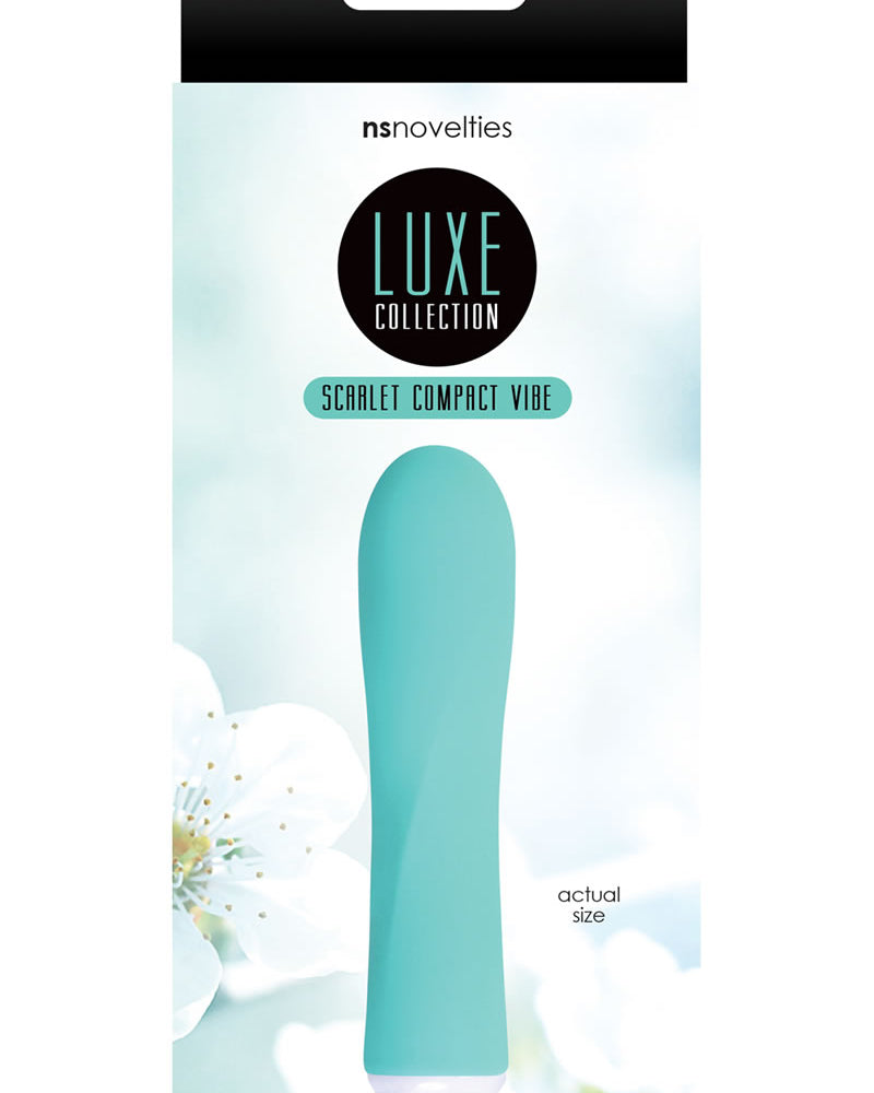 Vibrador compacto de silicona recargable Scarlet de Luxe Collection, resistente al agua, color turquesa