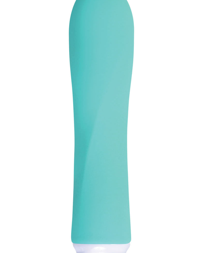 Vibrador compacto de silicona recargable Scarlet de Luxe Collection, resistente al agua, color turquesa