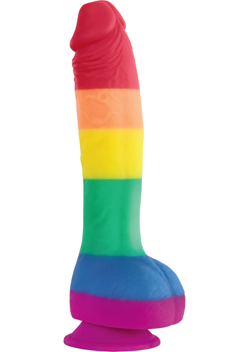 Consolador realista de silicona con bolas de 8 pulgadas y edición Pride de Colours