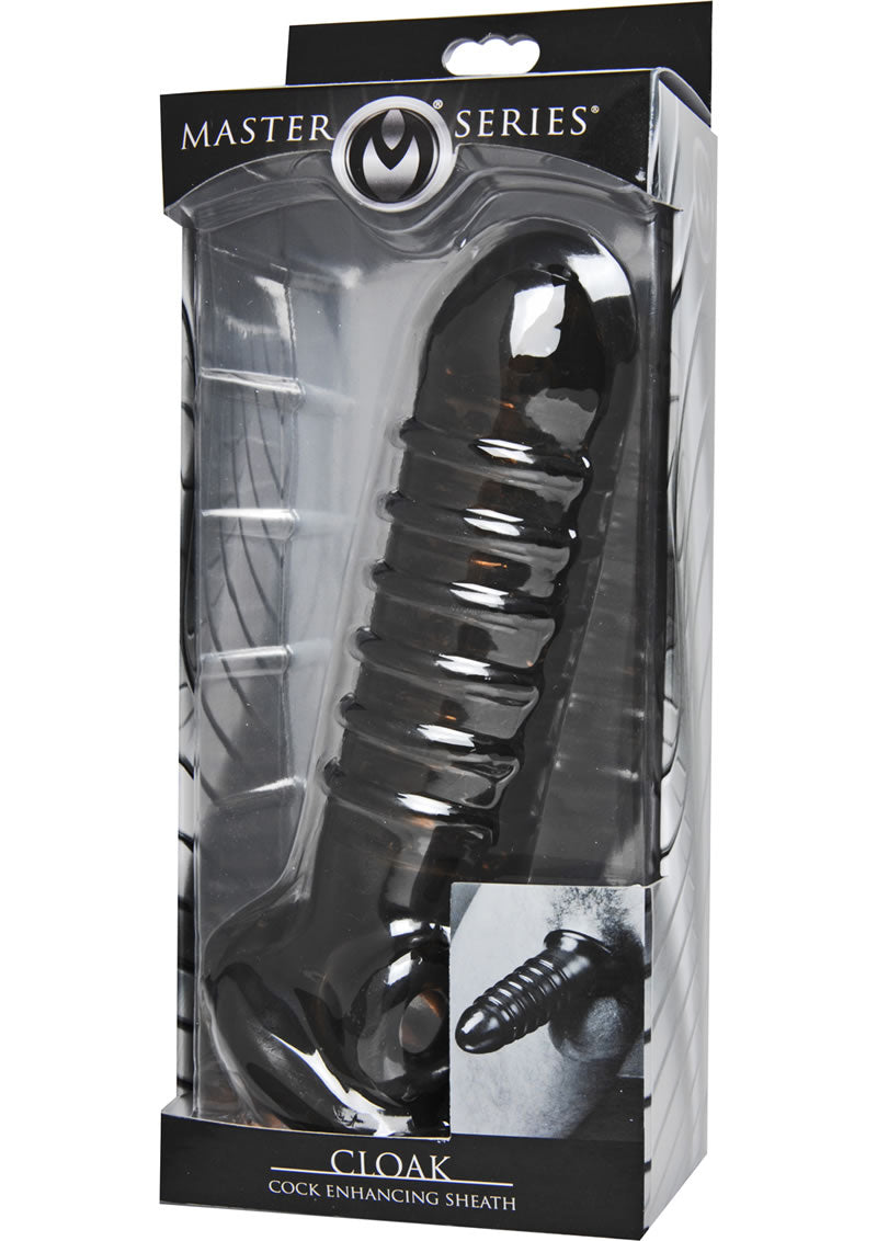 Funda texturizada para realce de pene Master Series Cloak de 7,5 pulgadas, color negro