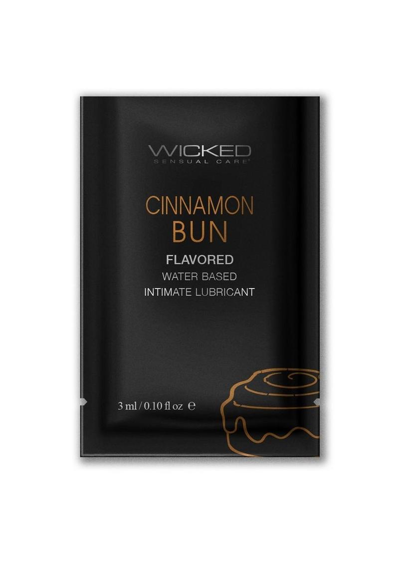 Lubricante a base de agua Wicked Aqua con sabor y aroma a pan de canela, 0,10 fl oz, paquete de 144 unidades