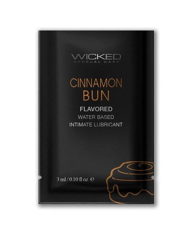Wicked Aqua Water Based Lube Cinnamon Bun Flavored And Scented 0.10FL OZ Foil 144/Bag
