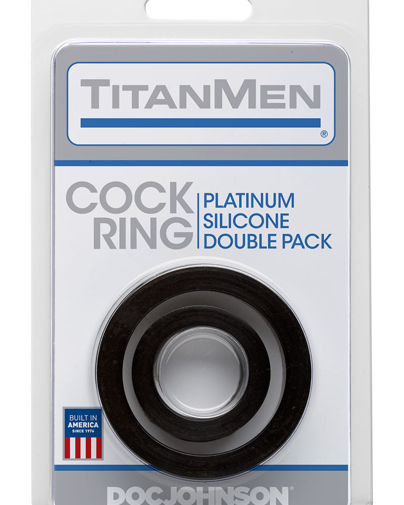 TitanMen Platinum Silicone Cock Ring Double Pack Black