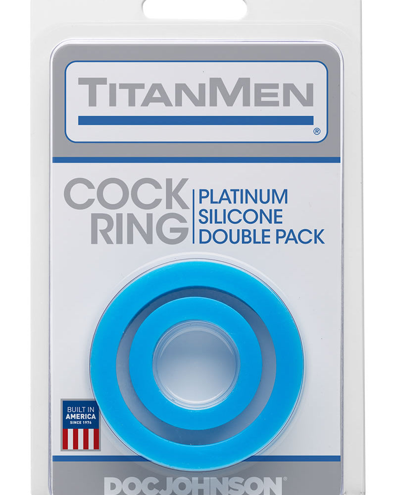 TitanMen Platinum Silicone Cock Ring Double Pack Blue