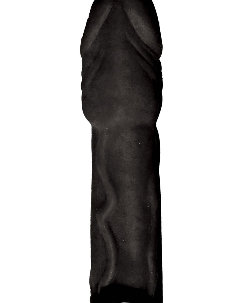 Funda de extensión para vibrador Skinsations Black Diamond Series Husky Lover con correa para el escroto, color negro, 7 pulgadas