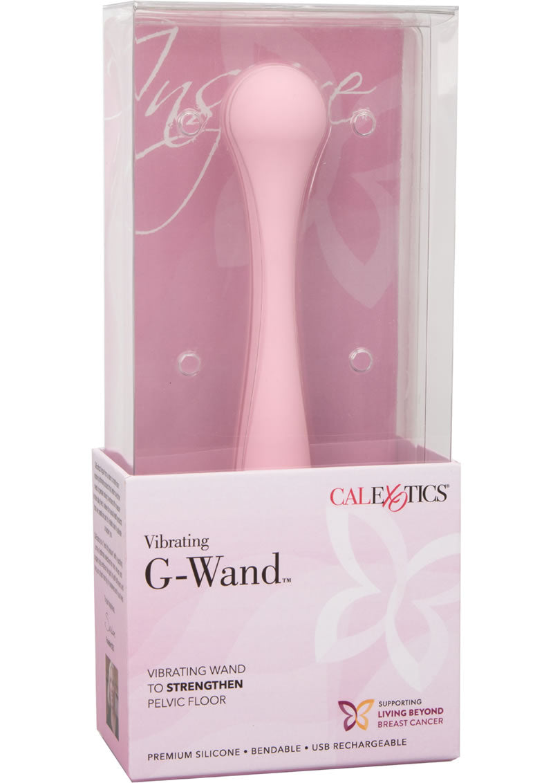 Varita vibradora de silicona Inspire G Wand recargable, resistente al agua, color rosa, 7,25 pulgadas