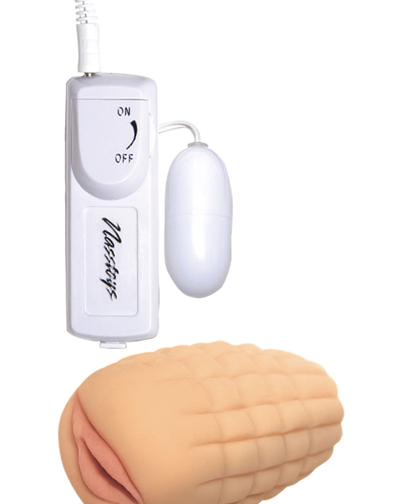 Masturbador Mysty de piel auténtica natural con bala vibradora con control remoto con cable, resistente al agua, color carne