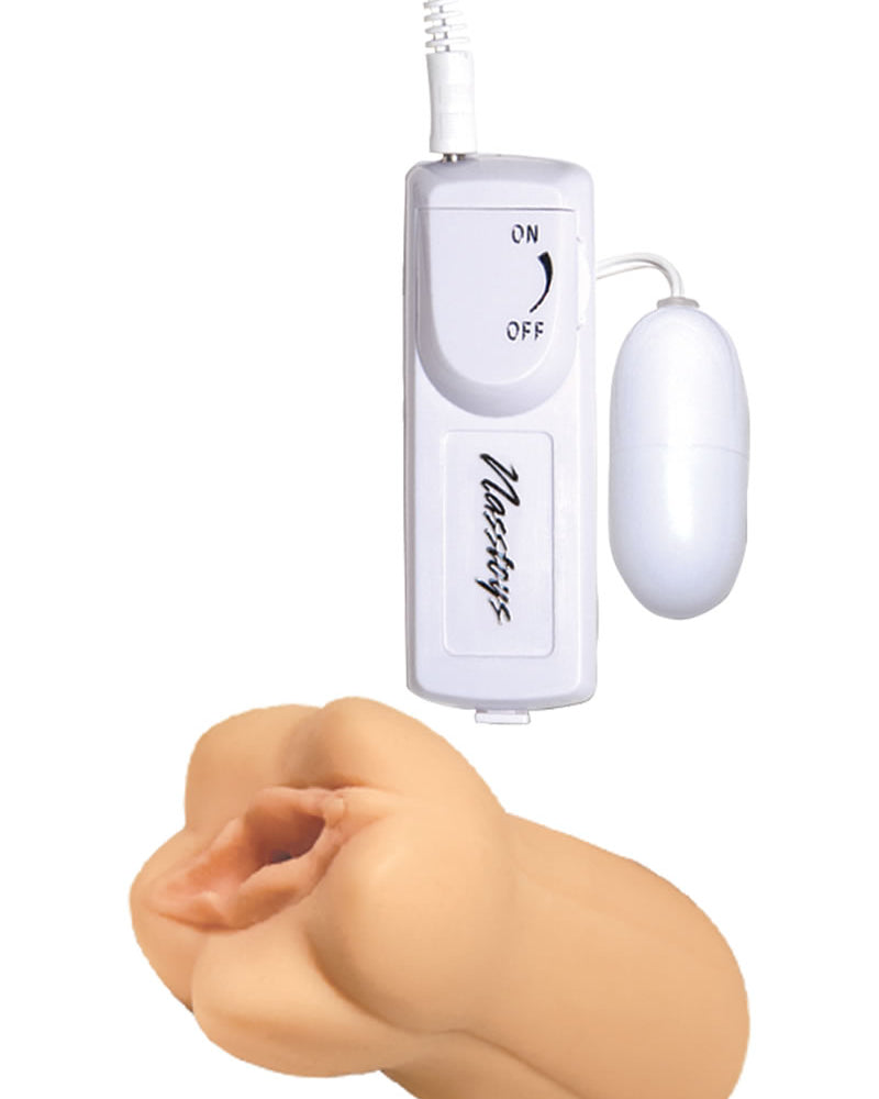 Coño de piel auténtica natural con bala vibradora color ámbar resistente al agua